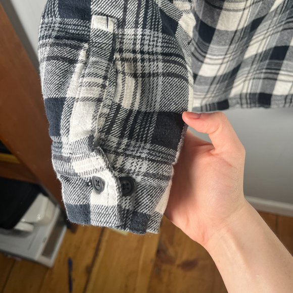 Telluride 100% Cotton Fleece Lined Flannel Button Up Jacket Mens Sz XL BLK/WHITE - Picture 11 of 13